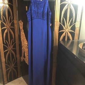 Royal Blue Beaded Evening Gown- Size 14